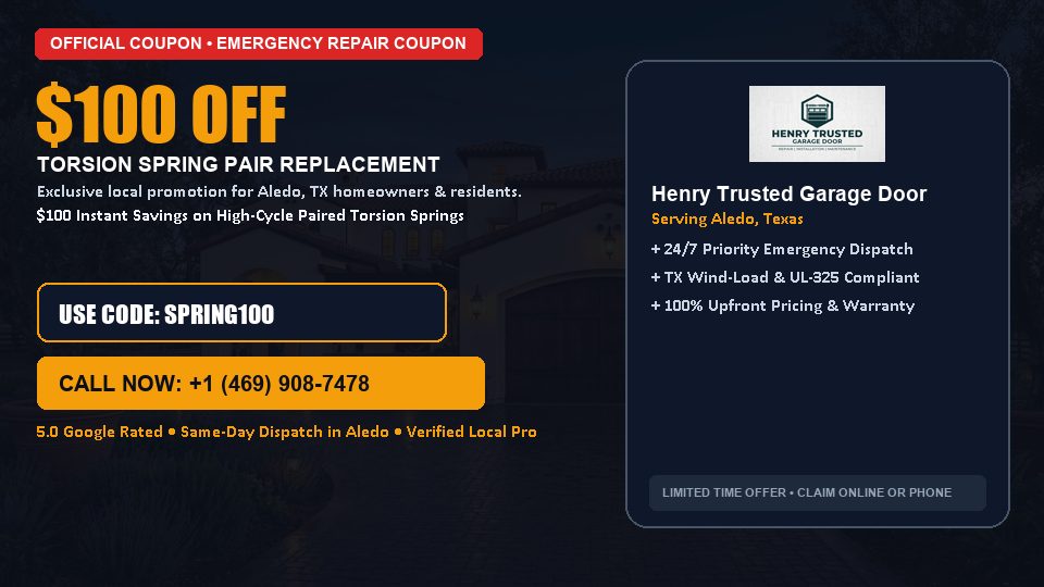 Henry Trusted Garage Door $100 OFF Dual Torsion Spring Replacement