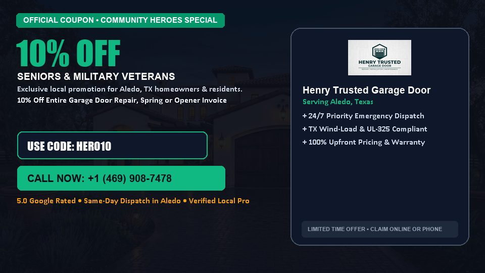 Henry Trusted Garage Door 10% OFF Seniors & Military Veterans in Aledo, TX